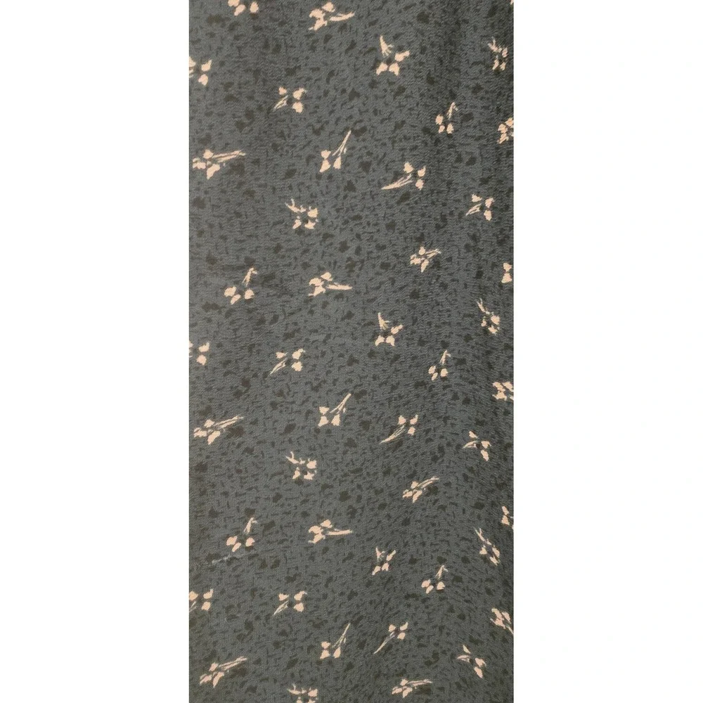 Ann Taylor LOFT Women Large Floral Tie‎ Neck Short Sleeve Blouse Black Navy Top